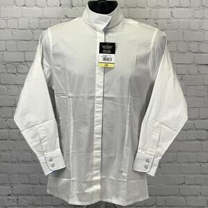WOW Winners Outerwear Show Shirt Womens M Medium 8-10 White Blue Livestock Horse